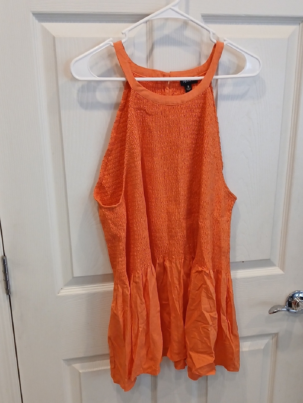 Torrid Vibrant Orange Smocked Sleeveless Blouse
